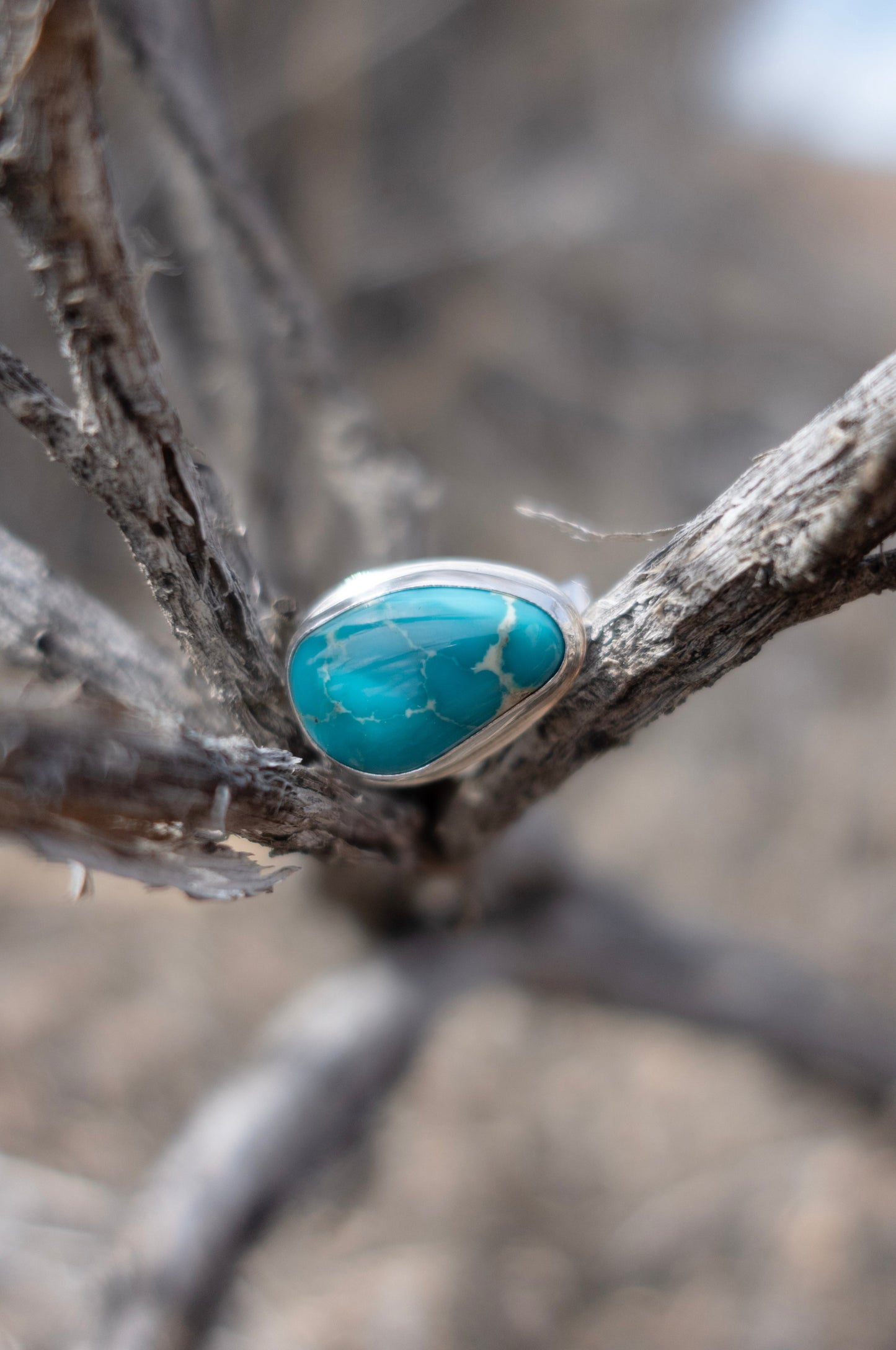 Vivd Blue Kingman Turquoise Sterling Silver size 6 Ring