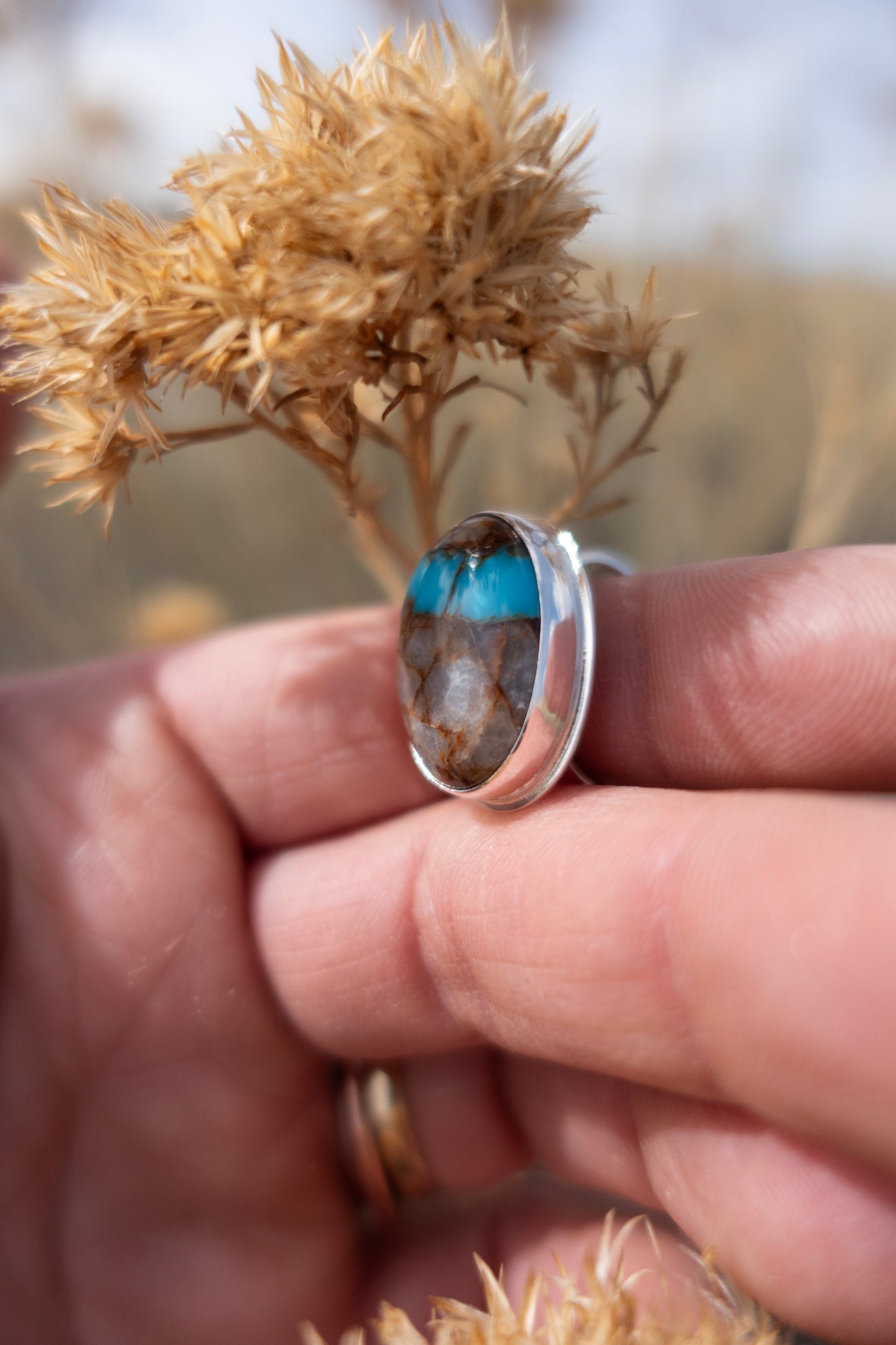 Royston "River" Turquoise size 7.5 Sterling Ring