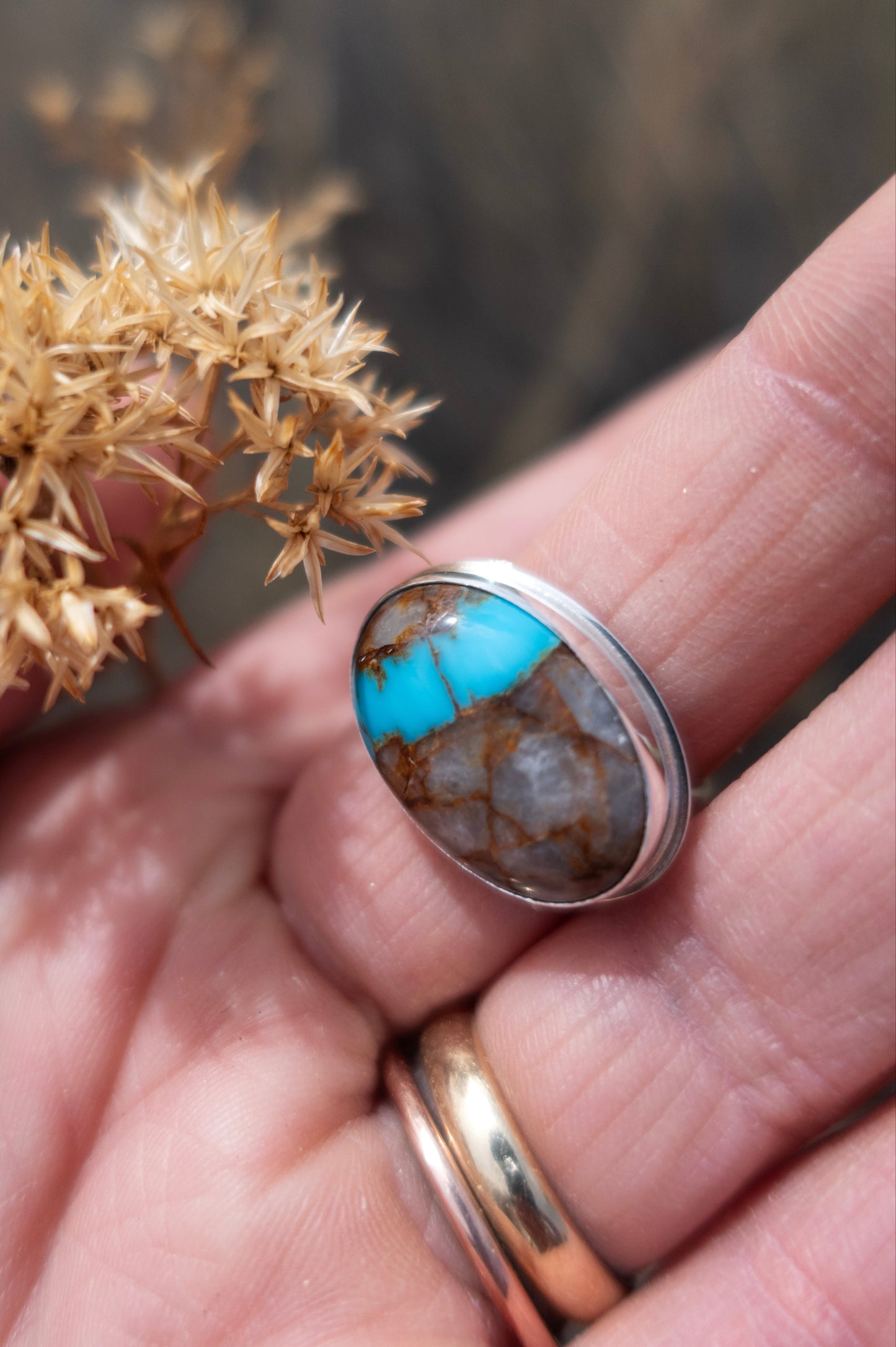 Royston "River" Turquoise size 7.5 Sterling Ring