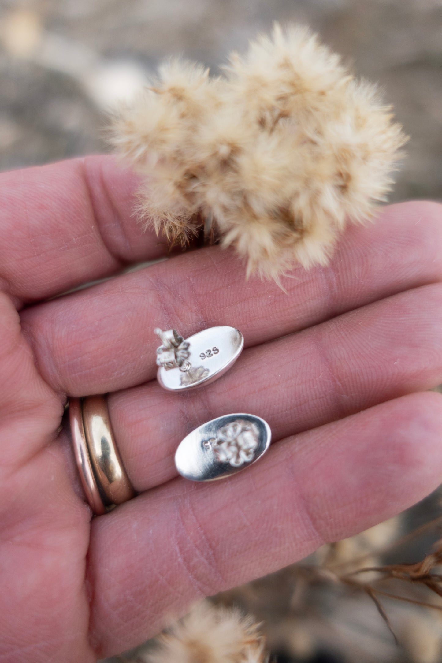 Oval Kingman Turquoise Handmade Stud Earrings