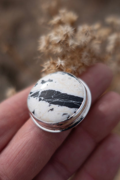 Large Round White Buffalo size 6.5 Ring