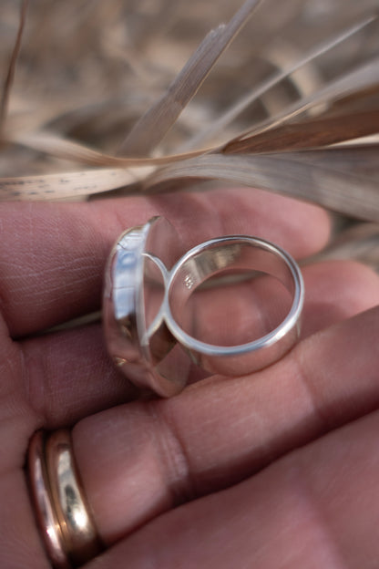 Large Round White Buffalo size 6.5 Ring