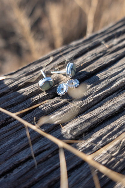 New Lander Variscite Oval Stud Earrings