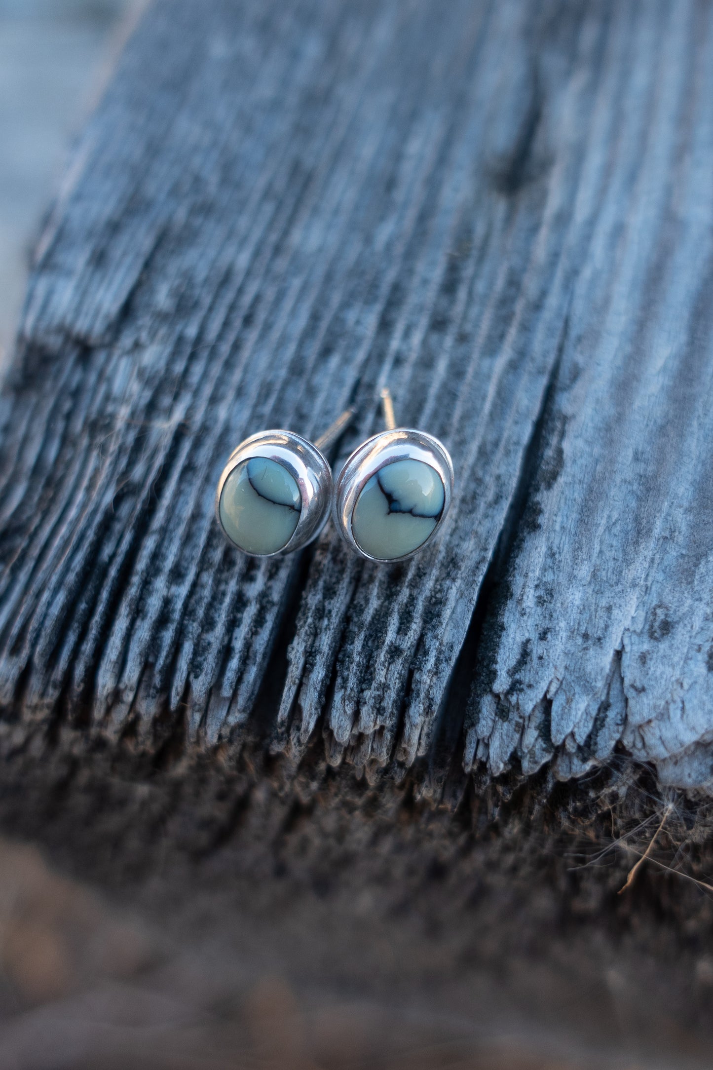 New Lander Variscite Oval Stud Earrings