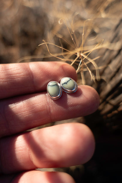 New Lander Variscite Oval Stud Earrings
