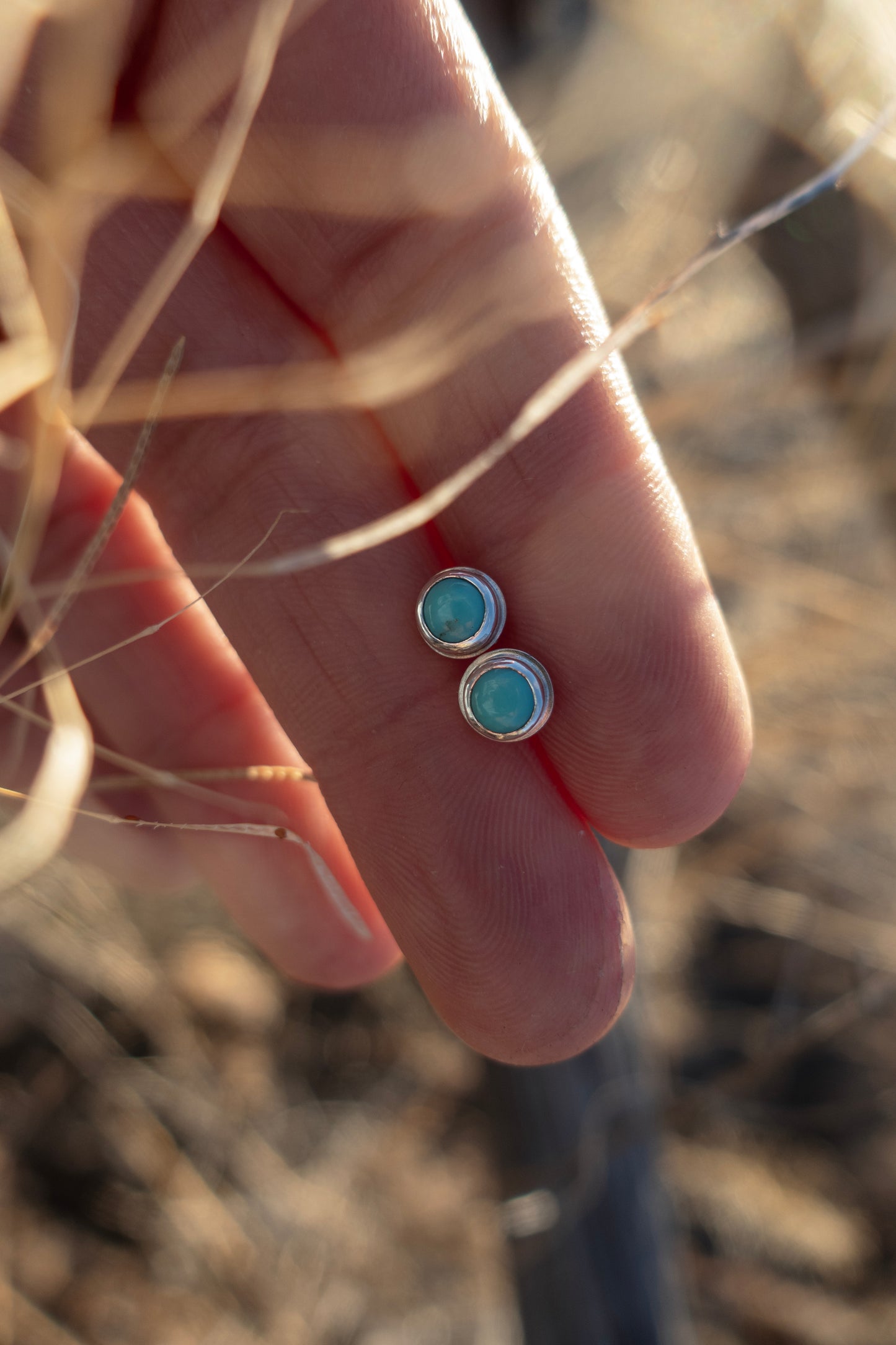 Round Campitos Turquoise Stud Earrings