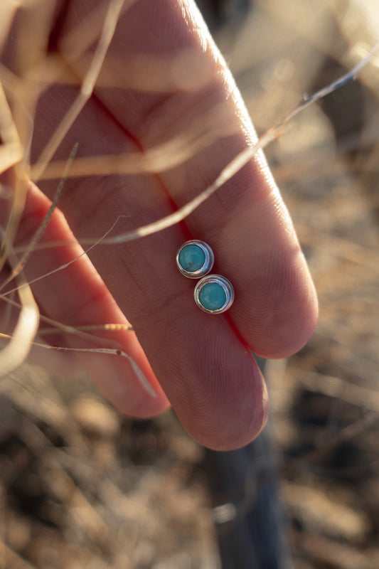 Round Campitos Turquoise Stud Earrings