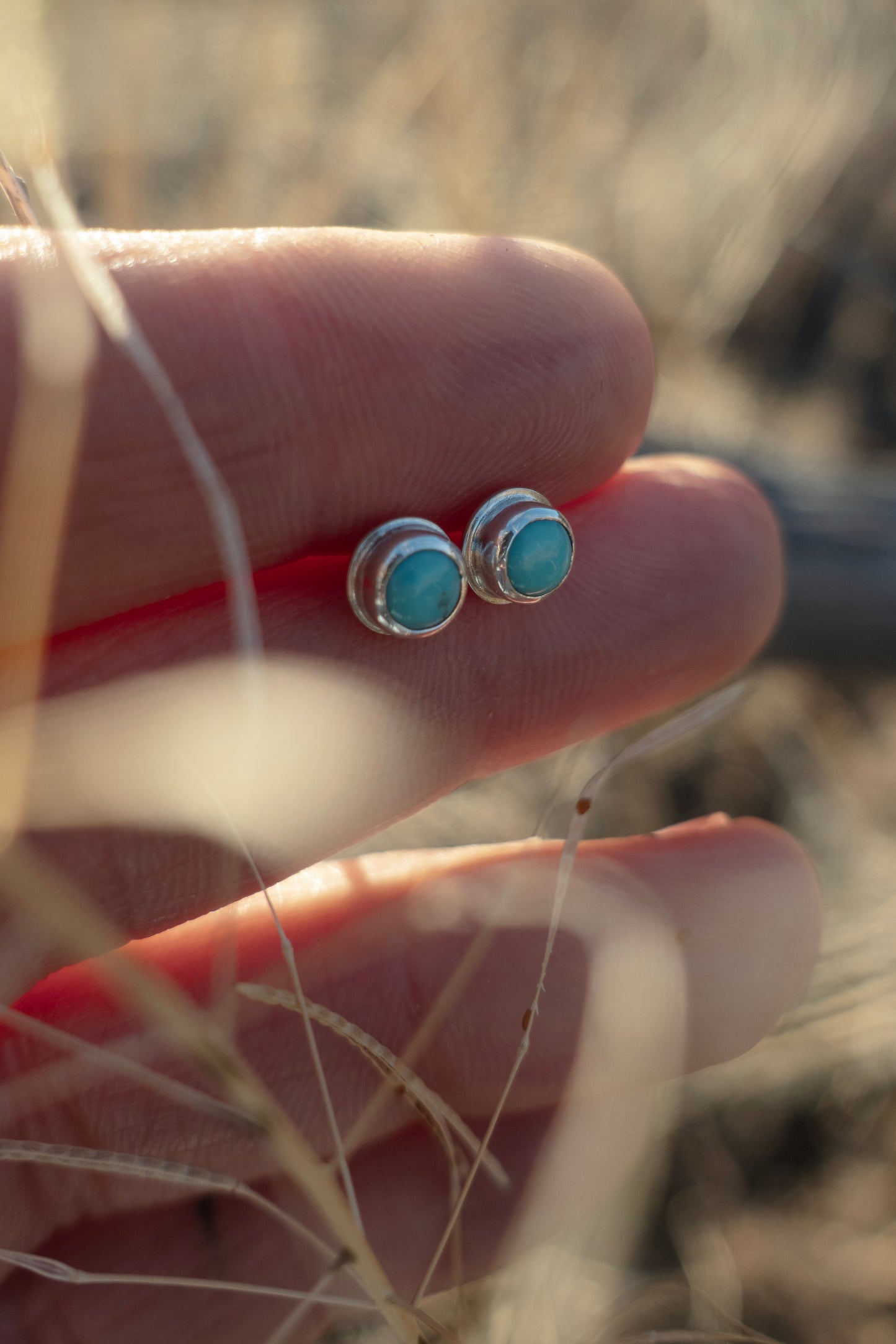 Round Campitos Turquoise Stud Earrings