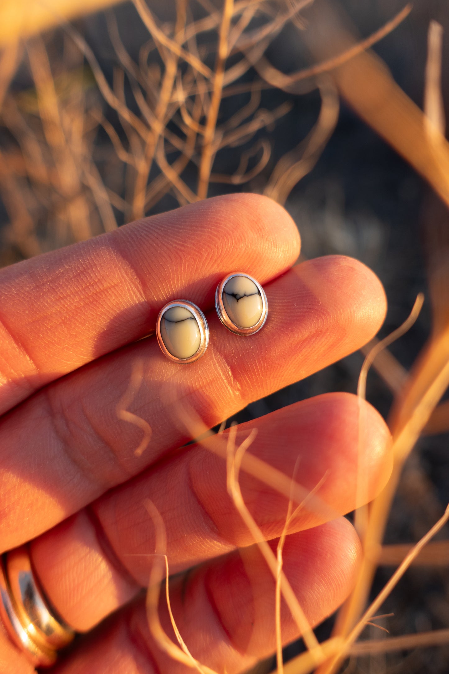 New Lander Variscite Oval Stud Earrings