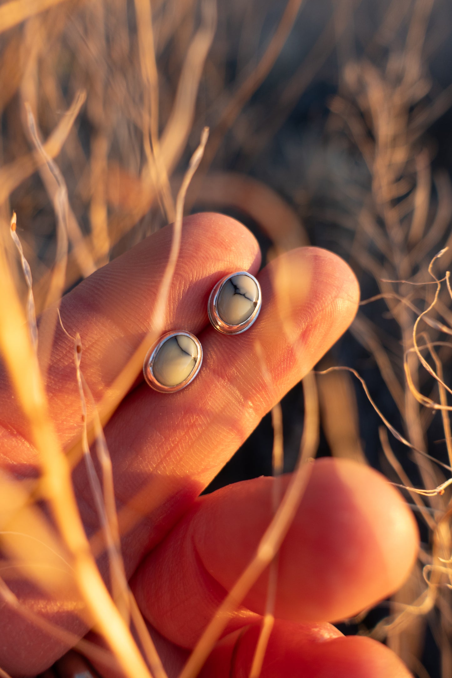 New Lander Variscite Oval Stud Earrings