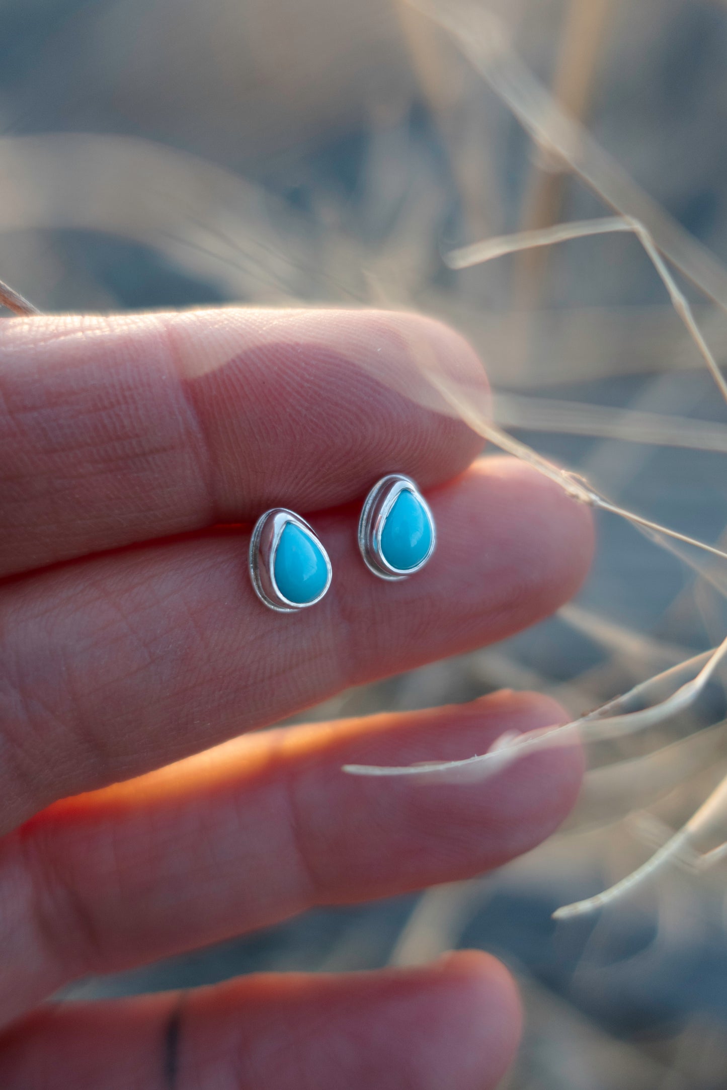 Sleeping Beauty Teardrop Stud Earrings