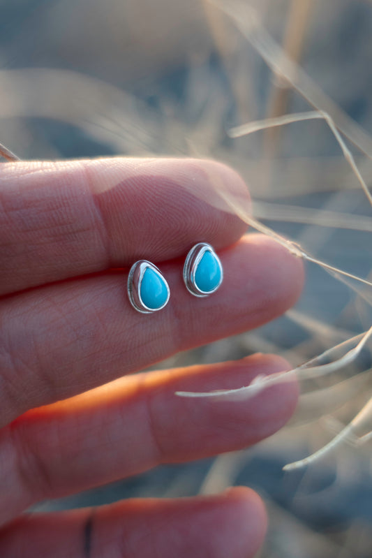 Sleeping Beauty Teardrop Stud Earrings