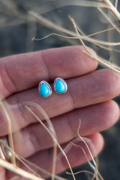 Sleeping Beauty Teardrop Stud Earrings