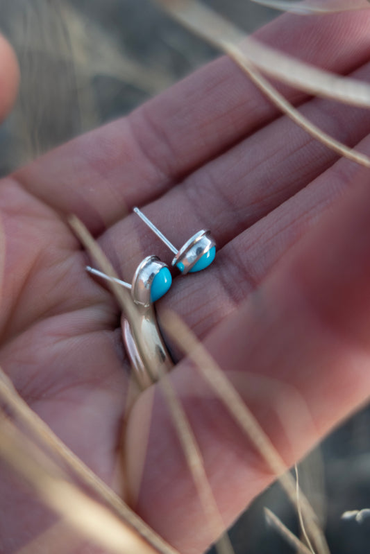 Sleeping Beauty Teardrop Stud Earrings