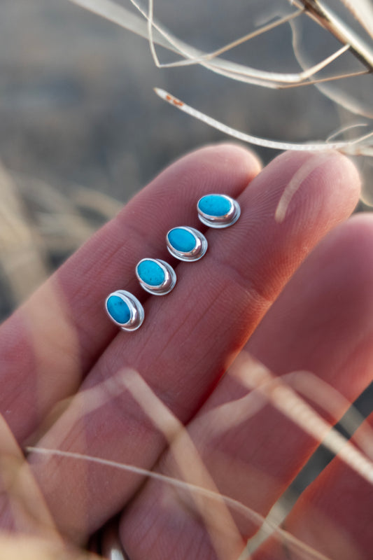 Kingman Tiny Turquoise Oval Stud Earrings