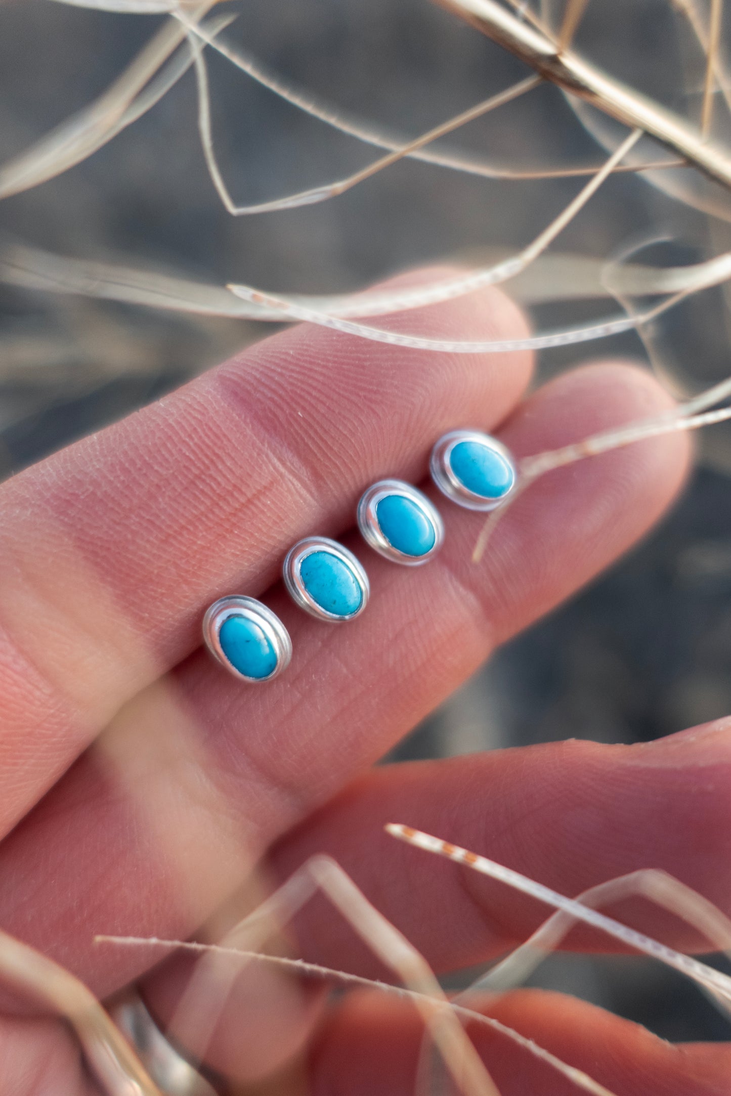 Kingman Tiny Turquoise Oval Stud Earrings