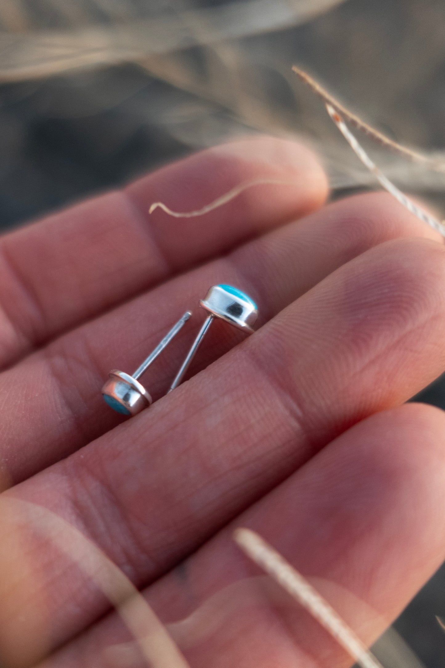 Kingman Tiny Turquoise Oval Stud Earrings