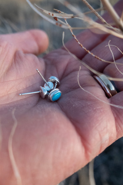 Kingman Tiny Turquoise Oval Stud Earrings