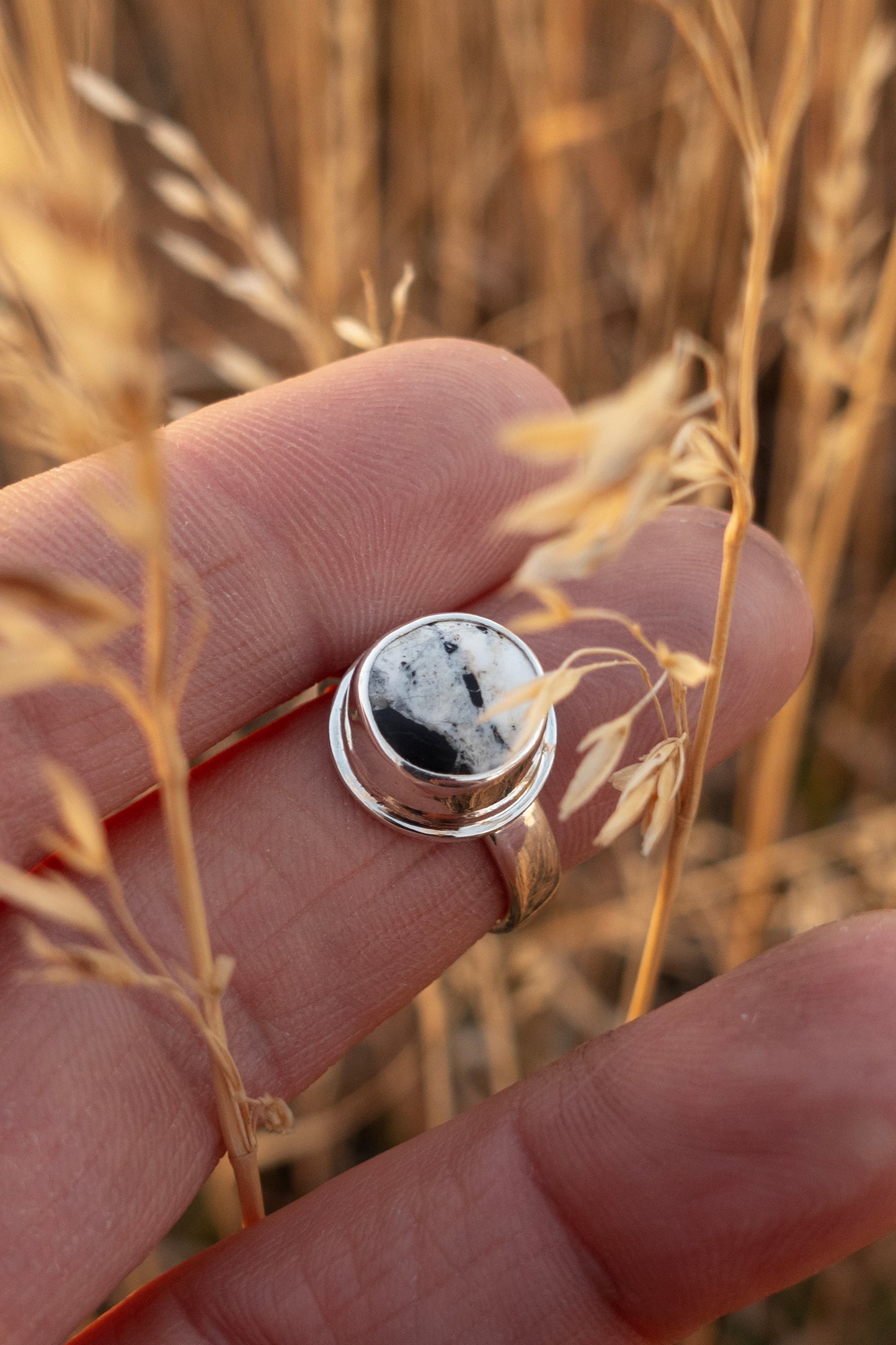 Round White Buffalo size 6 Ring