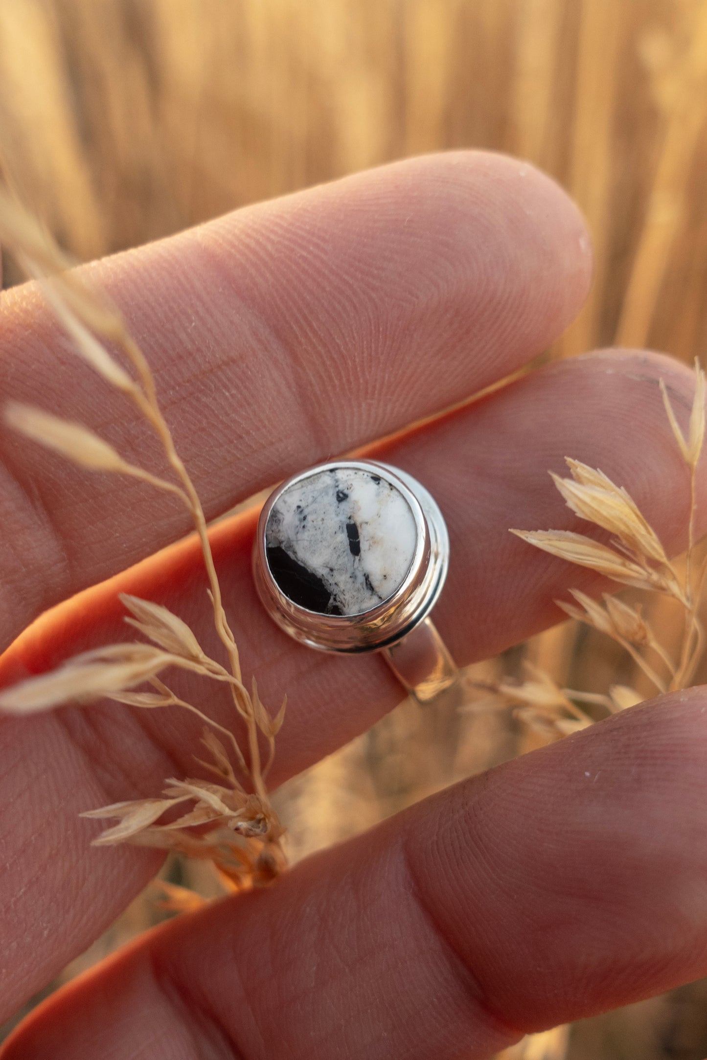 Round White Buffalo size 6 Ring