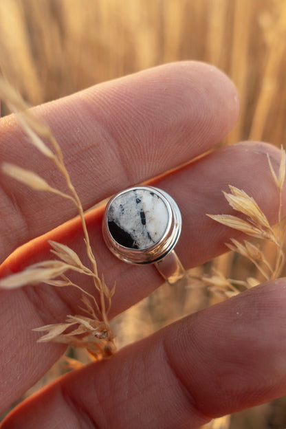 Round White Buffalo size 6 Ring